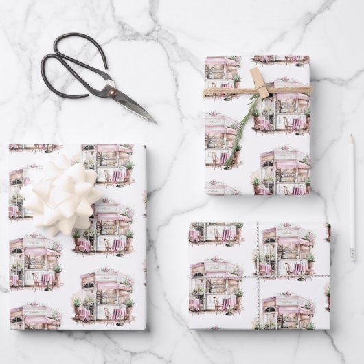 Das ästhetische Französisch-Café, Vintag, Geschenkpapier Set (Vorderseite)