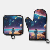 Das Astro-Abenteuer  Ofenhandschuh & Topflappen-Set (Vorderseite)