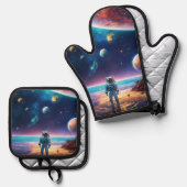 Das Astro-Abenteuer  Ofenhandschuh & Topflappen-Set (Vorderseite/Rückseite)