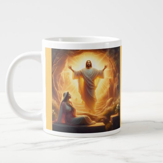 Das Auferstehungslicht: Jesus Christus aufersteht Jumbo-Tasse (Links)