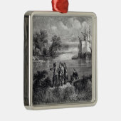 Das aufsteigende Moravians das Delaware Silbernes Ornament (Rechts)