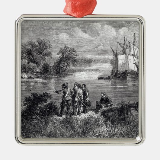 Das aufsteigende Moravians das Delaware Silbernes Ornament (Vorne)