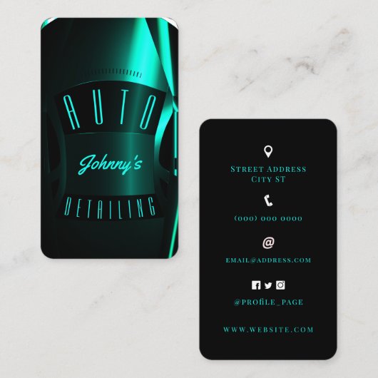 Das Auge der Autos sieht aquamarin aus wie eine st Visitenkarte (Vorne/Hinten)