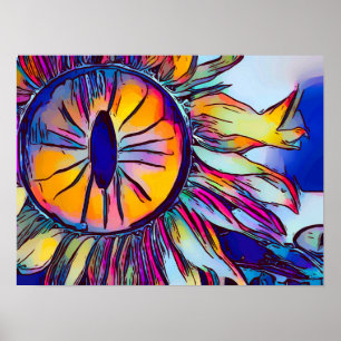 Das Auge der Sonnenblume Abstrakte Kunst Poster