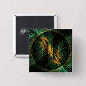 Das Auge des Abstrakten Dschungels (Quadrat) Button (Vorne & Hinten)