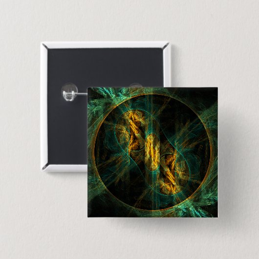 Das Auge des Abstrakten Dschungels (Quadrat) Button (Vorne & Hinten)