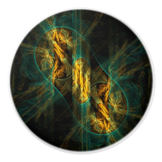 Das Auge des Dschungels Abstrakte Kunst Keramikknauf (Vorderseite)