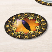 Das Auge des goldenen Drachen Runder Pappuntersetzer (Angewinkelt)
