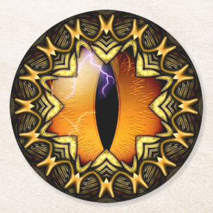 Das Auge des goldenen Drachen Runder Pappuntersetzer
