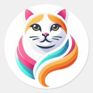 Das Auge fängt das katzengrafische Design mit glat Runder Aufkleber