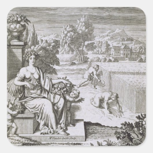 Das Auge Gottes beobachtet die Ernte, Abbildung Quadratischer Aufkleber (Vorderseite)