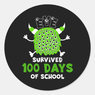 Das Auge überlebte 100 Tage Spaß Niedliches Monste Runder Aufkleber