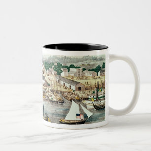 Das Augen-Ansicht des Vogels des 6. Straßen-Kais Zweifarbige Tasse
