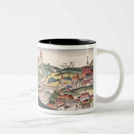 Das Augen-Ansicht des Vogels von Prag vom Nürnberg Zweifarbige Tasse (Rechts)