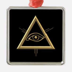 Das Augen-Symbol des goldenen "3-D" Gottes Silbernes Ornament