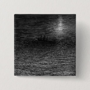 Das ausgesetzte Schiff in einem moonlit Meer Button