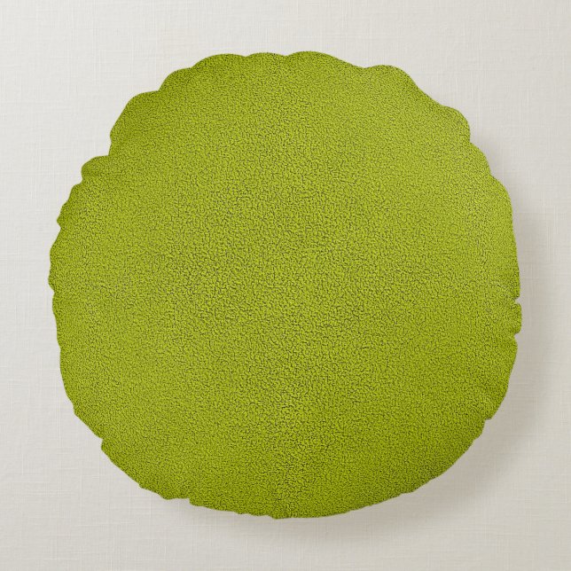 Das Aussehen von Snugly Chartreuse Green Suede Rundes Kissen (Vorderseite)