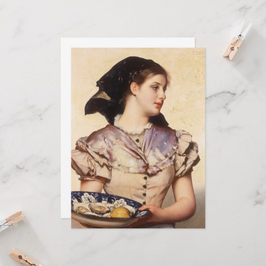 Das Austernmädchen Karte (Vorderseite/Rückseite Beispiel)