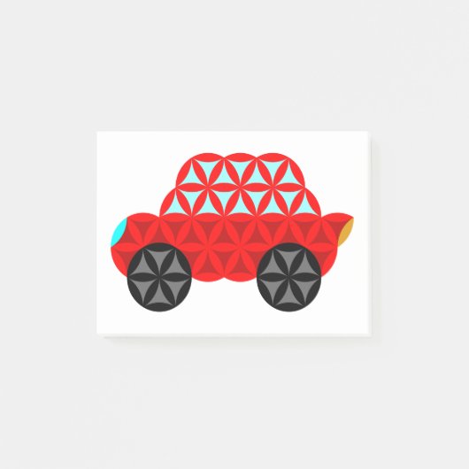 Das Auto des Lebens - Heilige Formen A3, rot. Post-it Klebezettel (Vorderseite)
