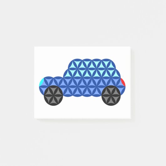 Das Auto des Lebens - Heilige Formen B1, Blau. Post-it Klebezettel (Vorderseite)