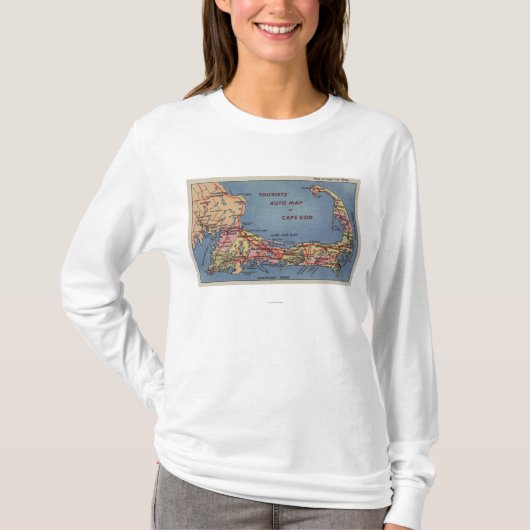 Das Auto-Karte der Touristen von Cape Cod T-Shirt (Vorderseite)