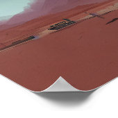 Das Auto steht in der Wüstenlandschaft Poster (Ecke)