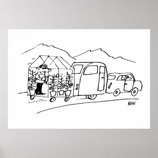 Das Auto zieht eine Karawane und auch ein Greenhou Poster (Vorne)