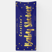 Das Baby-Duschen-Imitat-Goldconfetti-Blau der Banner (Vertikal)