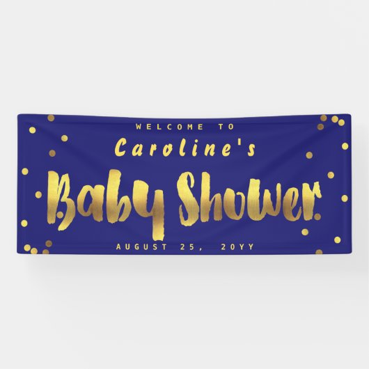 Das Baby-Duschen-Imitat-Goldconfetti-Blau der Banner (Horizontal)