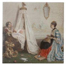 Das Baby schläft (von Gerolamo Induno) Fliese