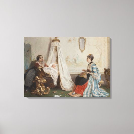 Das Baby schläft (von Gerolamo Induno) Leinwanddruck (Vorderseite)