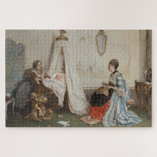 Das Baby schläft (von Gerolamo Induno) Puzzle (Horizontal)