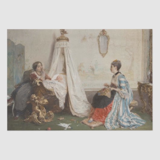 Das Baby schläft (von Gerolamo Induno) Seidenpapier (Vorderseite)