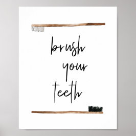 Das Bad Brush Your Teeth Wasserfarbe Null Abfall Poster