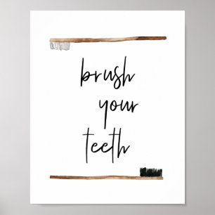 Das Bad Brush Your Teeth Wasserfarbe Null Abfall Poster