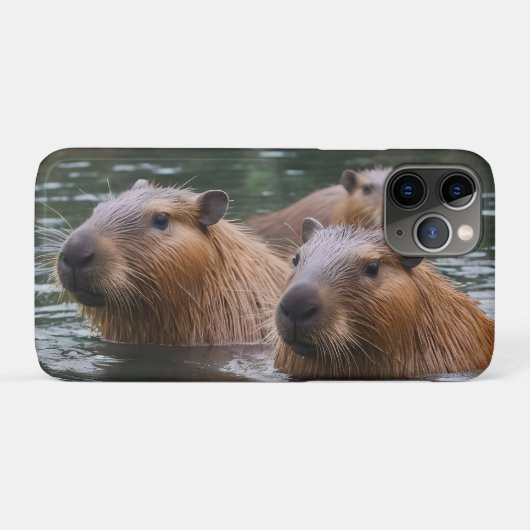 das Baden von Capybaras im Fluss, Case-Mate iPhone Hülle (Rückseite (Horizontal))