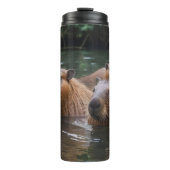 das Baden von Capybaras im Fluss, Thermosbecher (Vorderseite)
