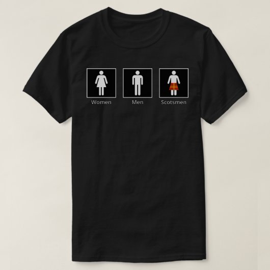 Das Badezimmer zeigt Frauen Männer Schotten lustig T-Shirt (Design vorne)
