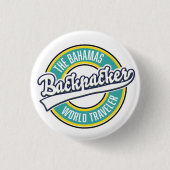 Das Bahamas Backpacker World Traveller Retro Logo. Button (Vorderseite)