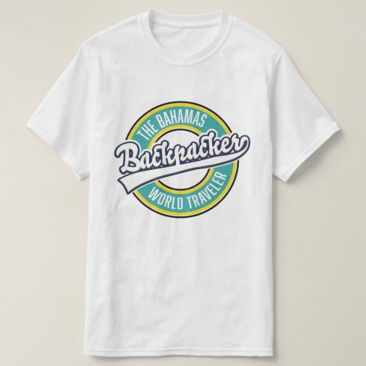 Das Bahamas Backpacker World Traveller Retro Logo. T-Shirt (Design vorne)