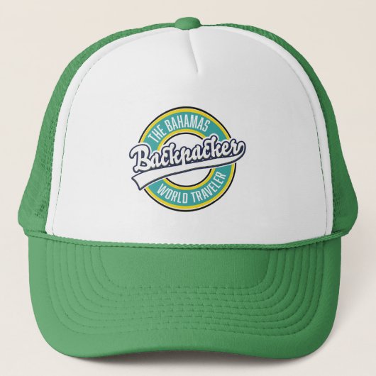 Das Bahamas Backpacker World Traveller Retro Logo. Truckerkappe (Vorderseite)