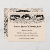 Das "Ball Game Dinner"-Menü des altmodischen Jäger Einladung (Vorne/Hinten)