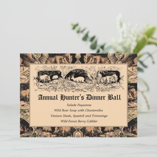 Das "Ball Game Dinner"-Menü des altmodischen Jäger Einladung (Stehend Vorderseite)