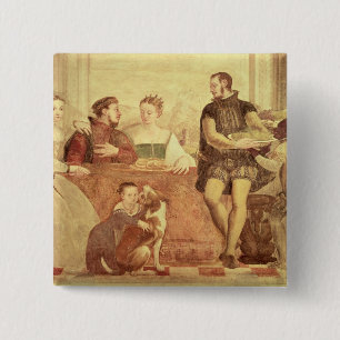 Das Bankett, Detail der Zahlen an Tisch, 1570 Button