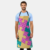 Das Banner mit geometrischen Rätsel, Memphis-Backg Schürze (Getragen)