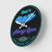 Das Bar-blaues Imitat-Neonblick des Vaters Runde Wanduhr (Winkel)
