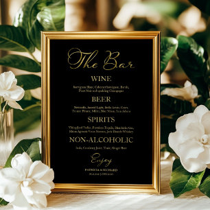 Das Bar Elegante Calligrafy Wedding Bar Menu-Zeich Poster