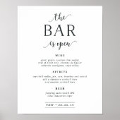 Das Bar ist offen | Hochzeitmenü-Signatur Poster (Vorne)
