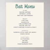 Das Bar Quirky Handwriting Wedding Drinks Menü Poster (Vorne)