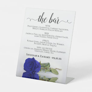 Das Bar - Royal Blue Rose Drinks Menu Wedding Sockelschild